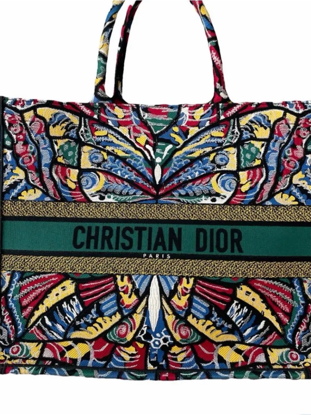 Dior book tote Multicolor Embroidered Tote butterfly rare